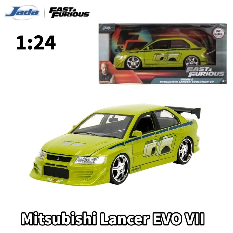 

Модель автомобиля Jada 1:24 Speed & Thrill 2002 Mitsubishi Lancer EVO VII из литого сплава, коллекционная игрушка для мальчиков, предмет декора.