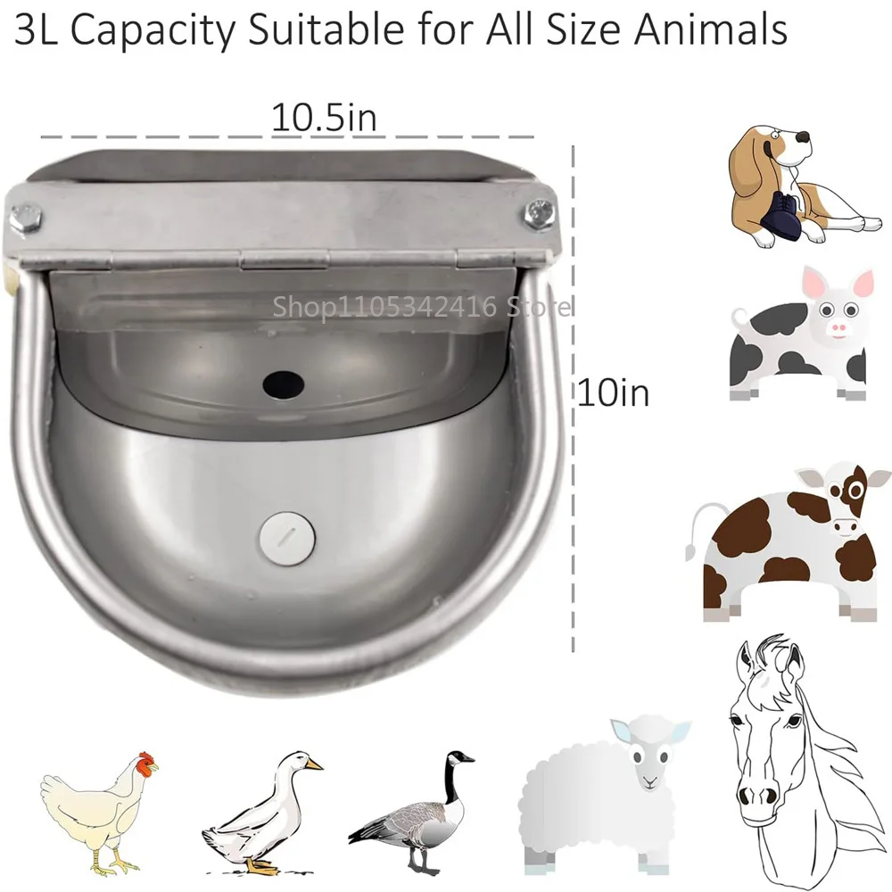 Auto-Filling Stainless Steel Water Dispenser, Automatic Drinking Bowl for Dogs Farm Livestock Cattle Horse Goat Sheep