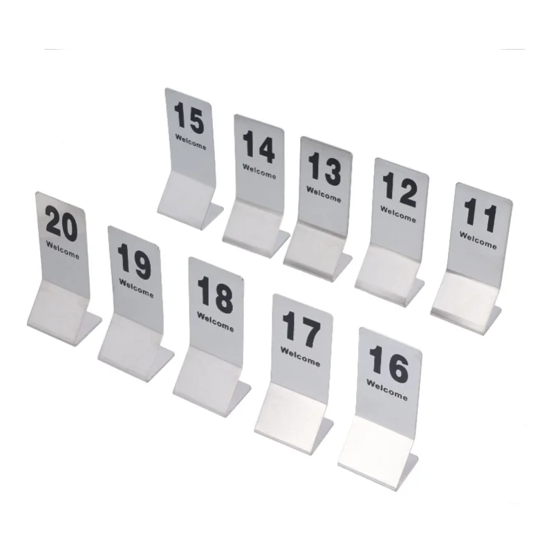 

10PCS Table Number Cards Stainless Steel DoubleSided Digital Sign Seat Card 1120 Number