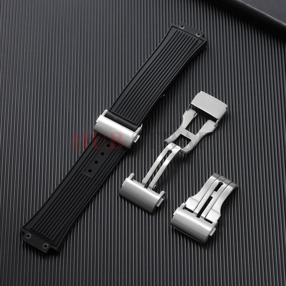 20mm 22mm Edelstahl Uhrenschnalle Uhrenarmband Verschluss Leder Metallknopf für Hublot Double Press Folding Button Zubehör