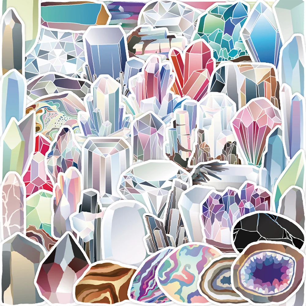 10/30/50pcs Cartoon Boho Gemstone Lucky Crystal Stickers Decal Notebook Laptop Phone Suitcase Guitar Fridge Car Graffiti Sticker