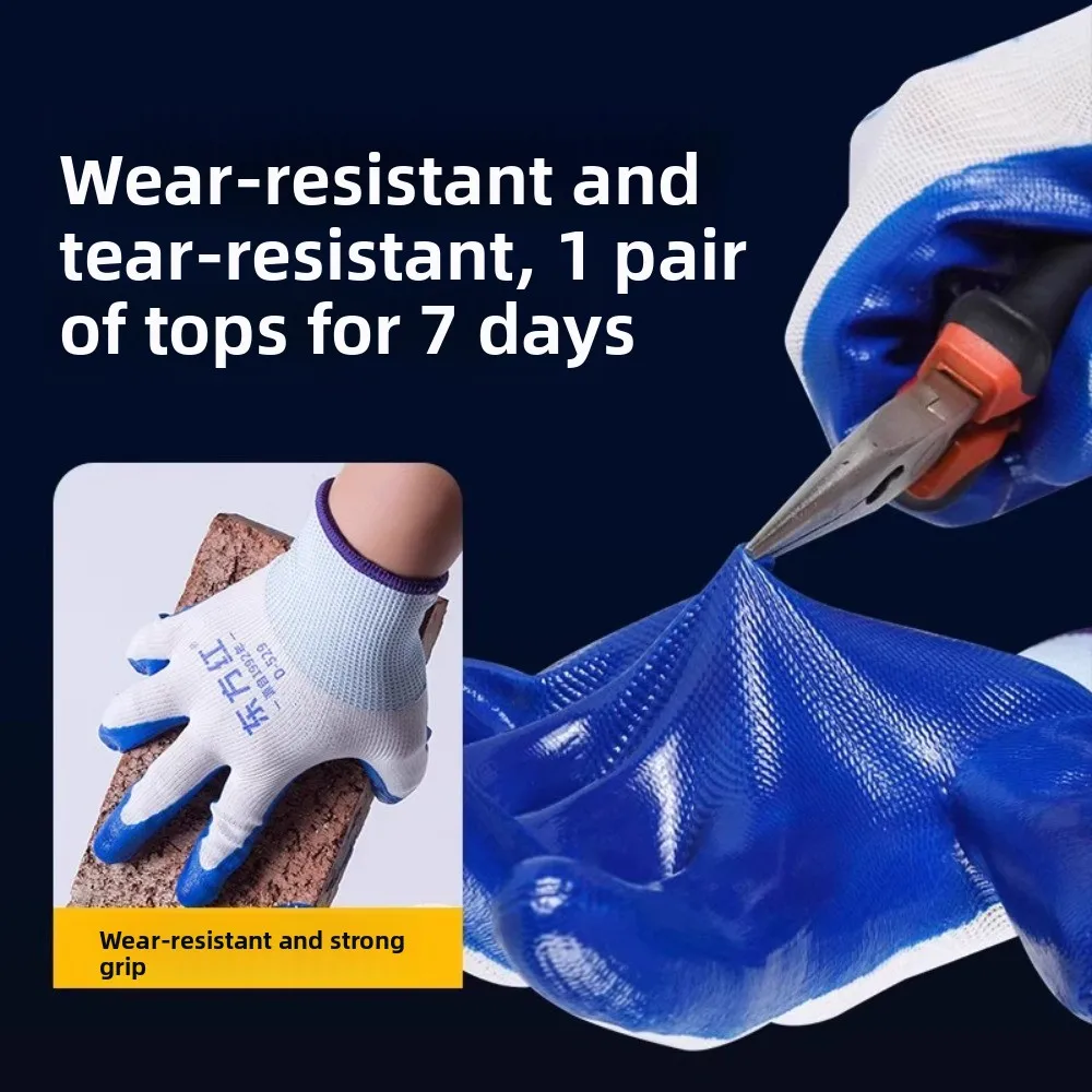 Labor insurance gloves wear-resistant and non-slip construction site work labor work nitrile coated rubber guantes moto luva