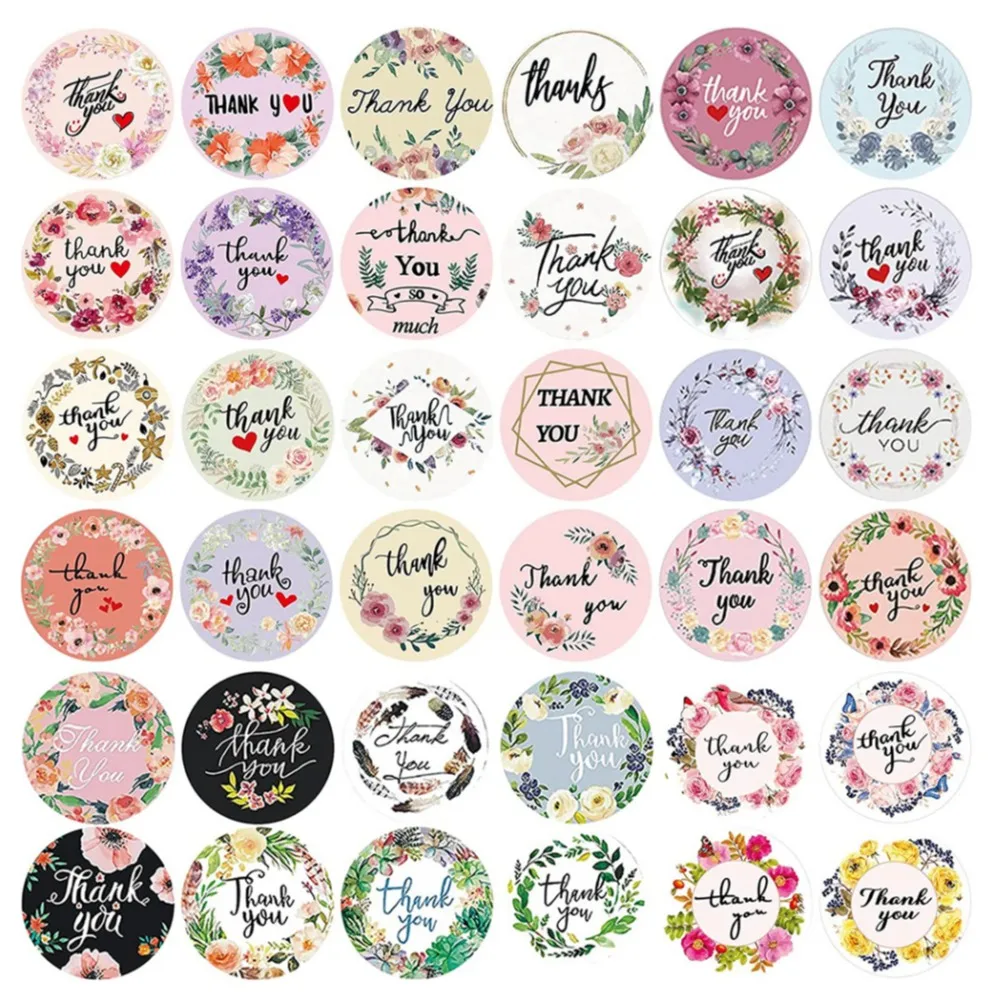 500pcs 25mm Thank You Stickers Self-Adhesive Labels For Jewelry Wedding Gift Wraps Tags Bag Small Business Packaging Wholesale