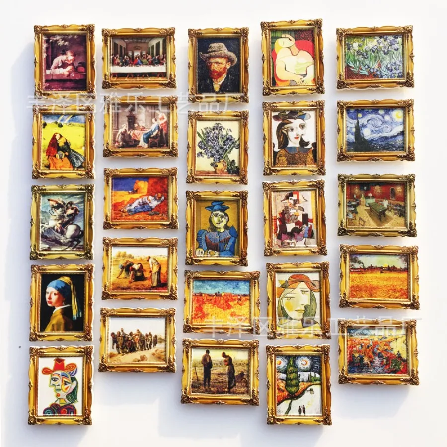 

Factory spot cross-border supply wholesale world oil painting Van Gogh Picasso decoration craft gifts magnetic refrigerator sti