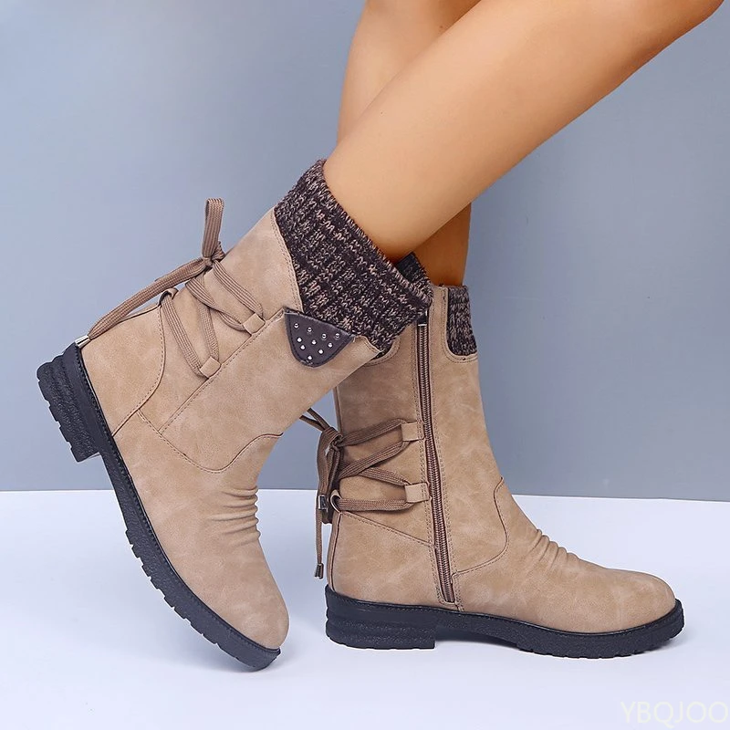 Zapatos de algodón gruesos y cálidos para mujer, zapatos elegantes minimalistas antideslizantes y resistentes al desgaste, botas cortas versátiles a la moda para invierno