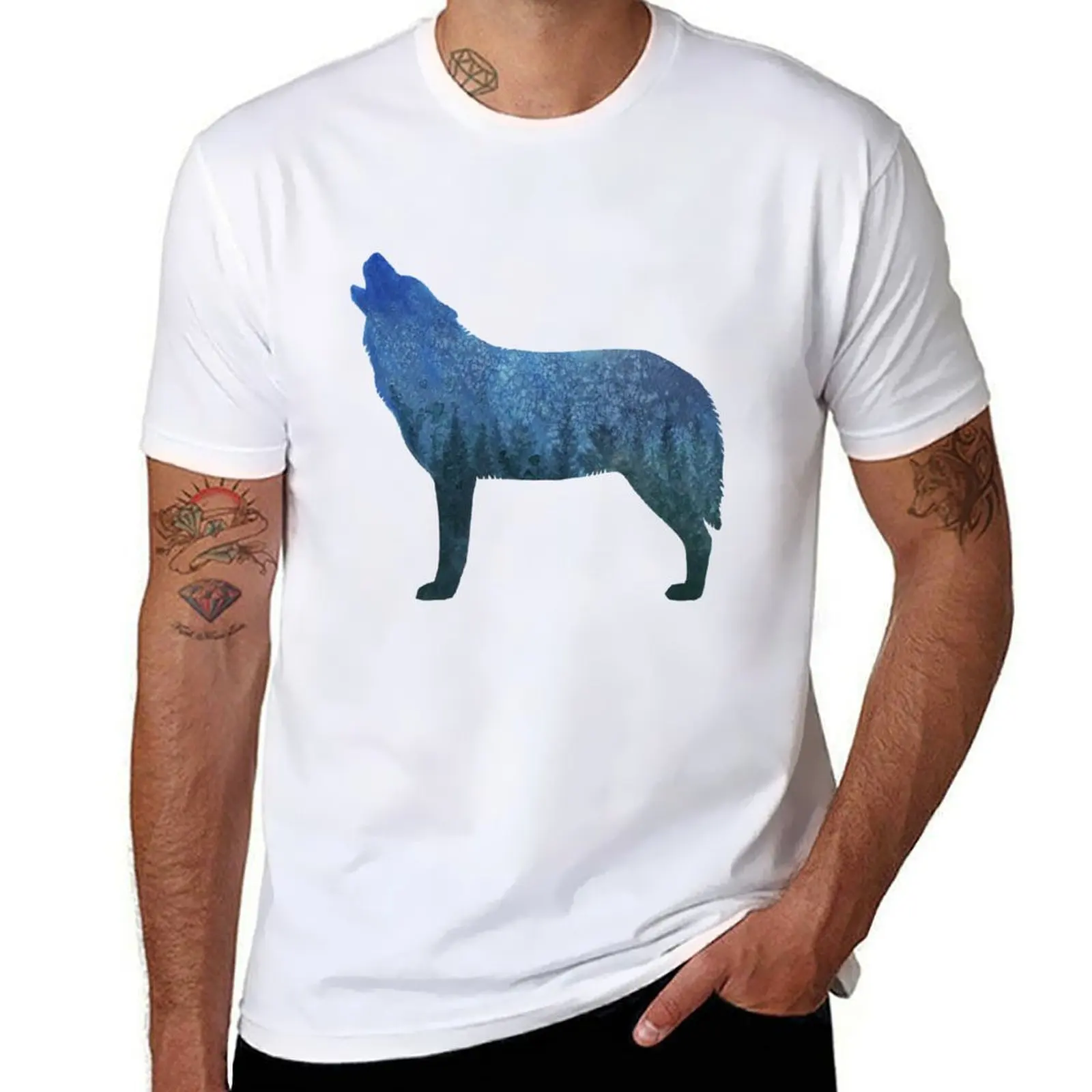 

Howling Wolf Forest T-Shirt anime t shirts for man t shirts for man graphic funny T-Shirt
