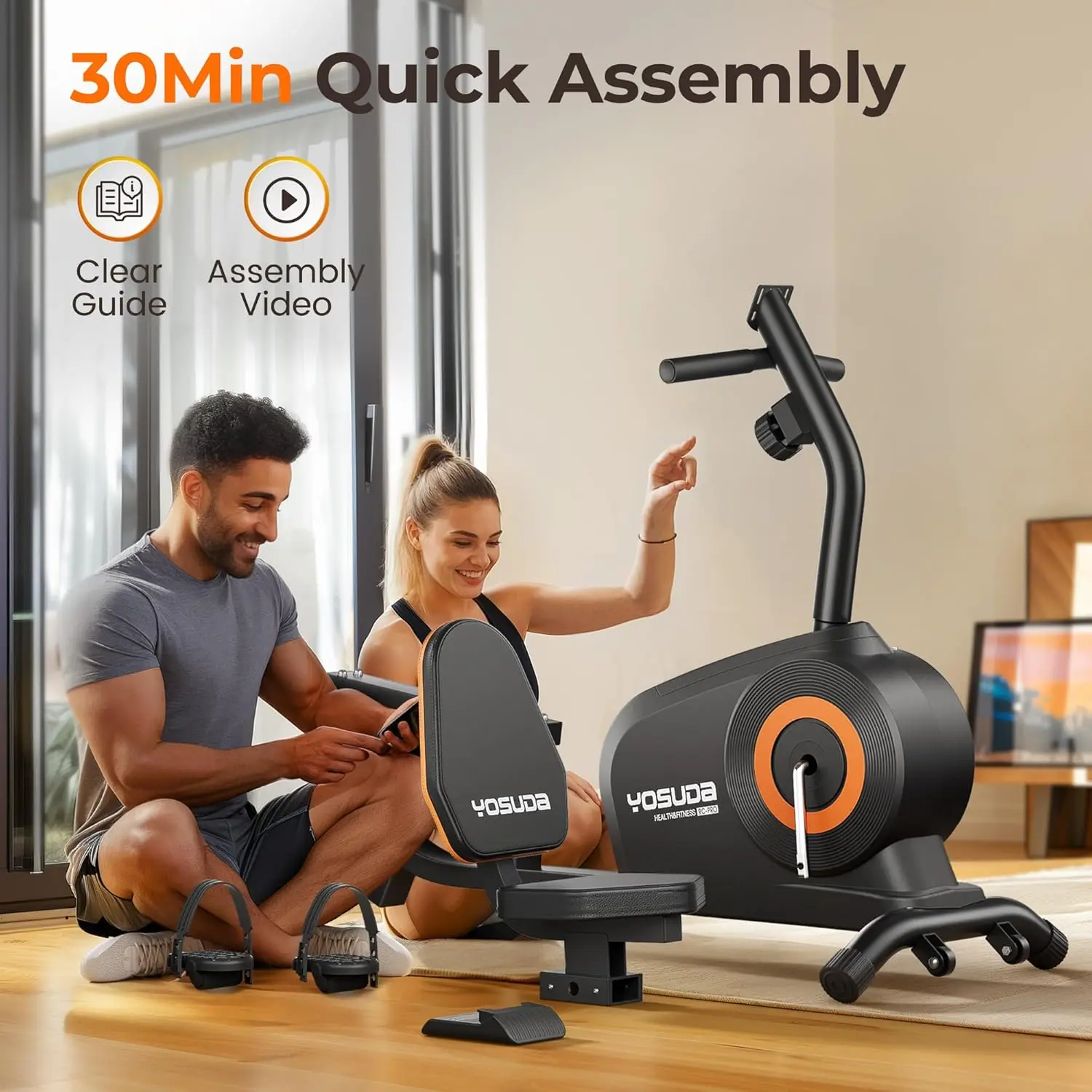 Recumbent Exercise Bike for Adults Seniors with Quick Adjust Seat, 350LB Capacity & 16-level Resistance