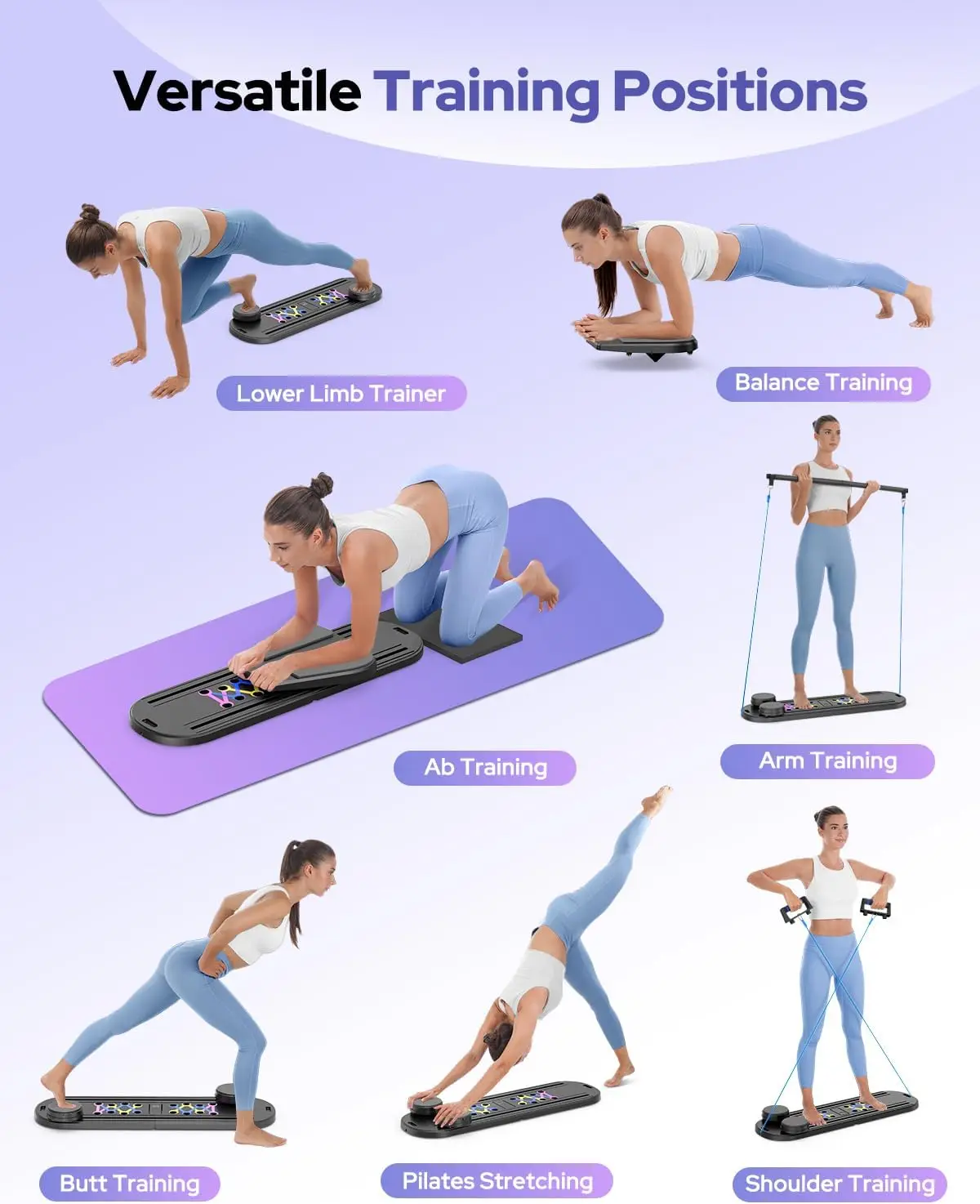 6‑in‑1 Multifunctional Pilates Board Abdominal Muscle Plank Support Home Sports Fitness Equipment