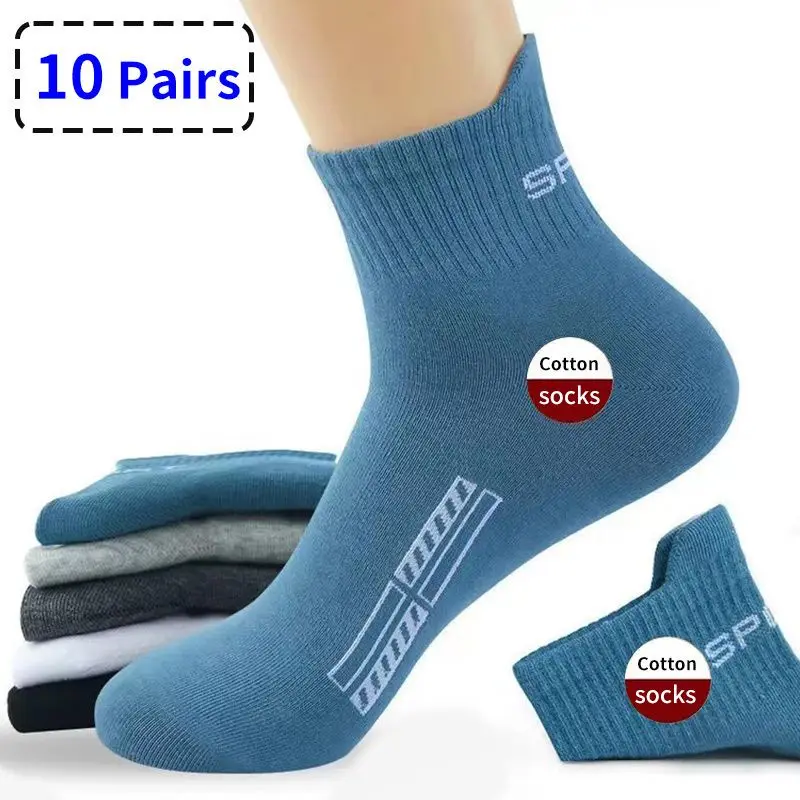 Calcetines de algodón transpirables para hombre, medias deportivas informales de alta calidad, a la moda, para regalo, 5/10 pares, novedad de 2024