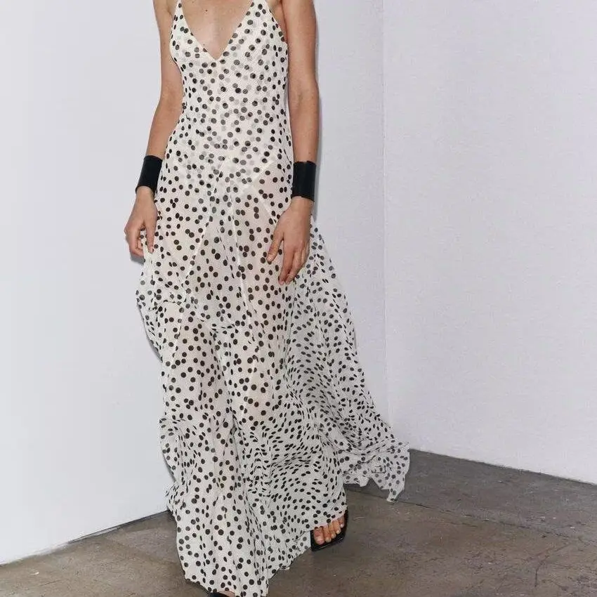 

Summer New Temperament Polka Dot Long Dress To Wear Outside