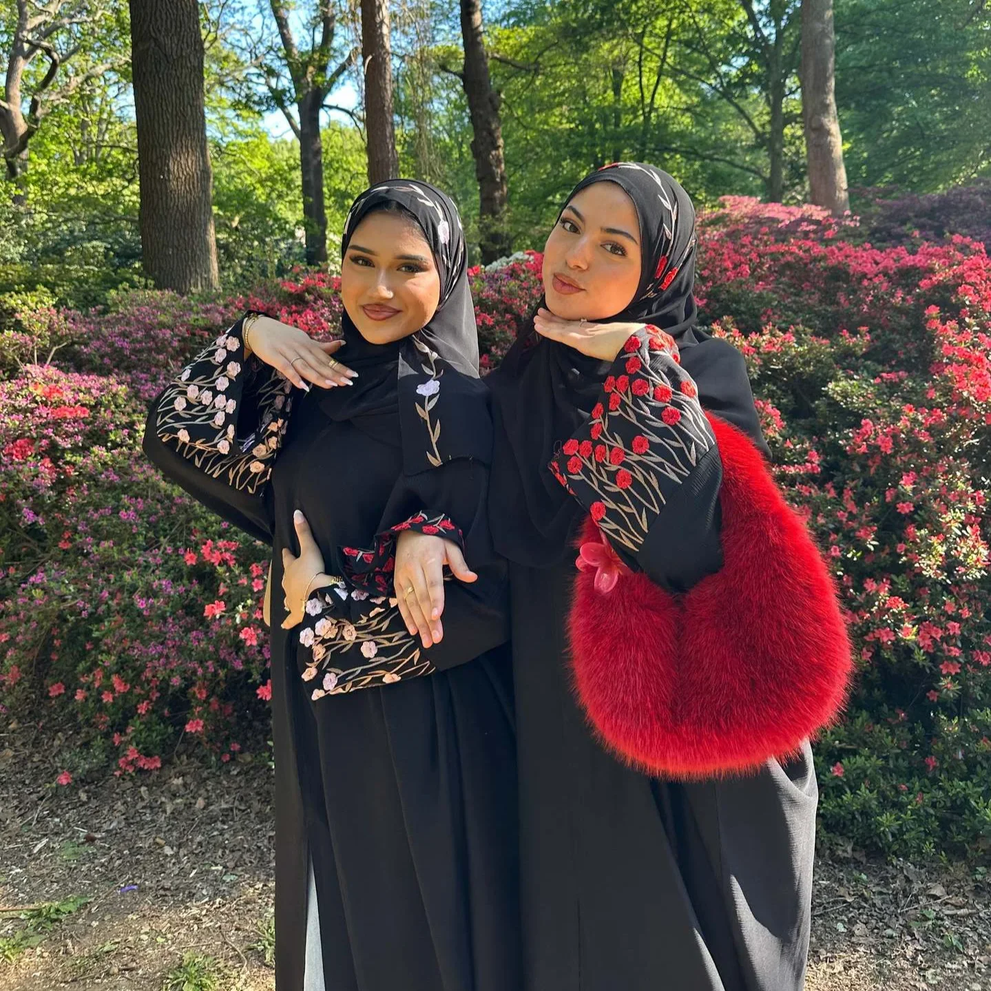 عباية كيمونو مطرزة دبي فاخرة مسلمة زهرة سوداء عبايات سعودية مفتوحة للنساء فستان حجاب قفطان ملابس إسلامية رمضان #3