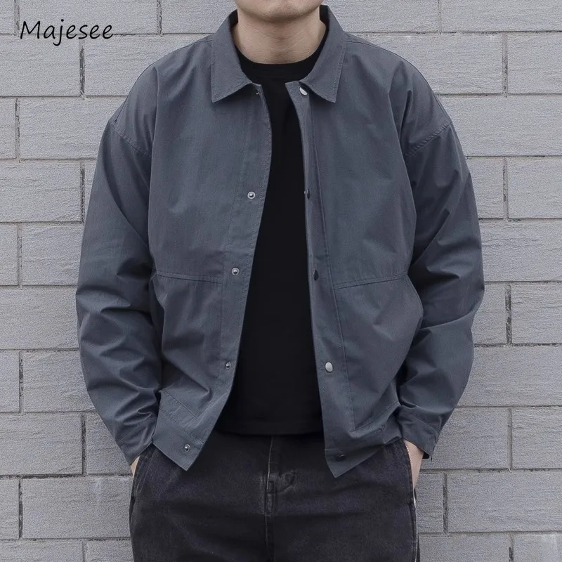 

M-5XL Jackets Men Autumn Lapel Harajuku Long Sleeve Leisure Windproof Workout Daily Simple Commuting Style Versatile Fashion