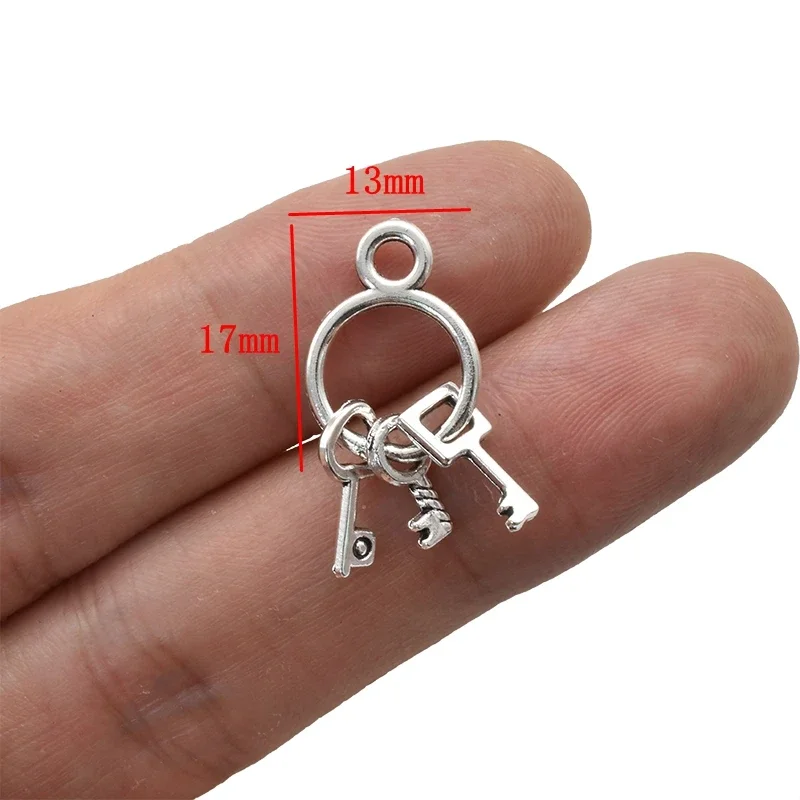 10PCS Vintage Miniature Key Charms Alloy Metal Antique Silver Plated Pendants For DIY Necklaces Earrings Jewelry Making