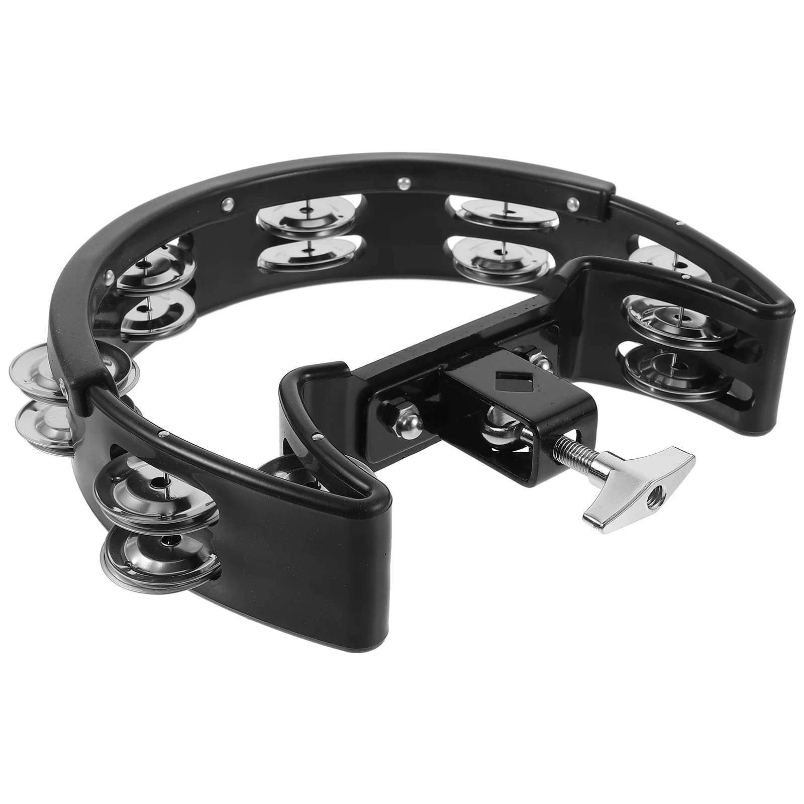 

Kids Musical Instruments Tambourine Jingle Bells Hand Metal Held Percussion Black Handheld Drum Child