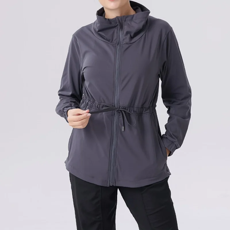 

Classic yoga suit stand collar windbreaker jacket trouser women's sports autumn and winter casual jacket slim loose lapel top