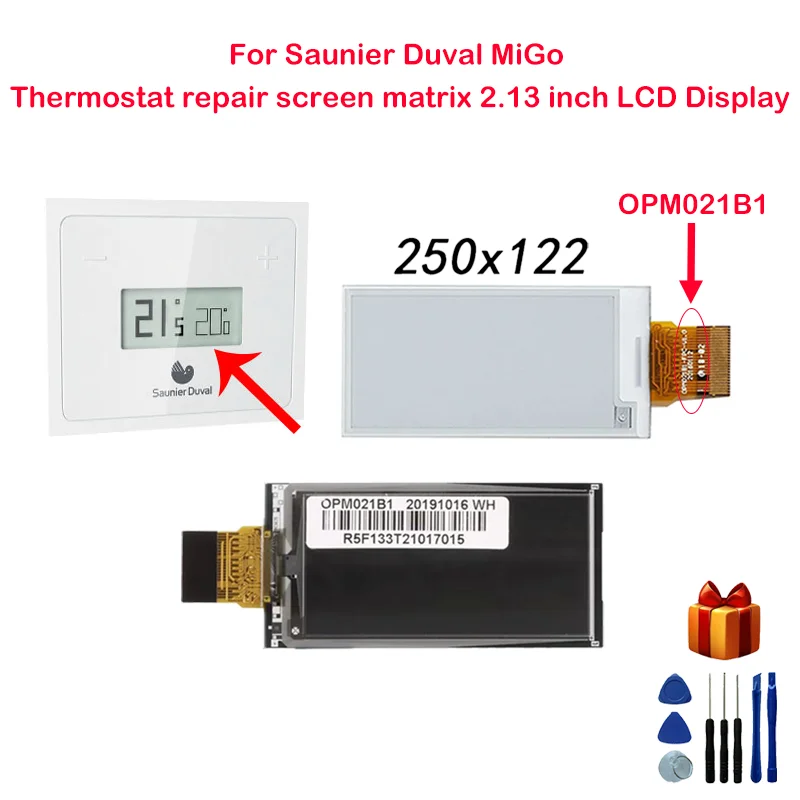 Pantalla LCD de 2,13 pulgadas para reparación de termostato Saunier Duval MiGo