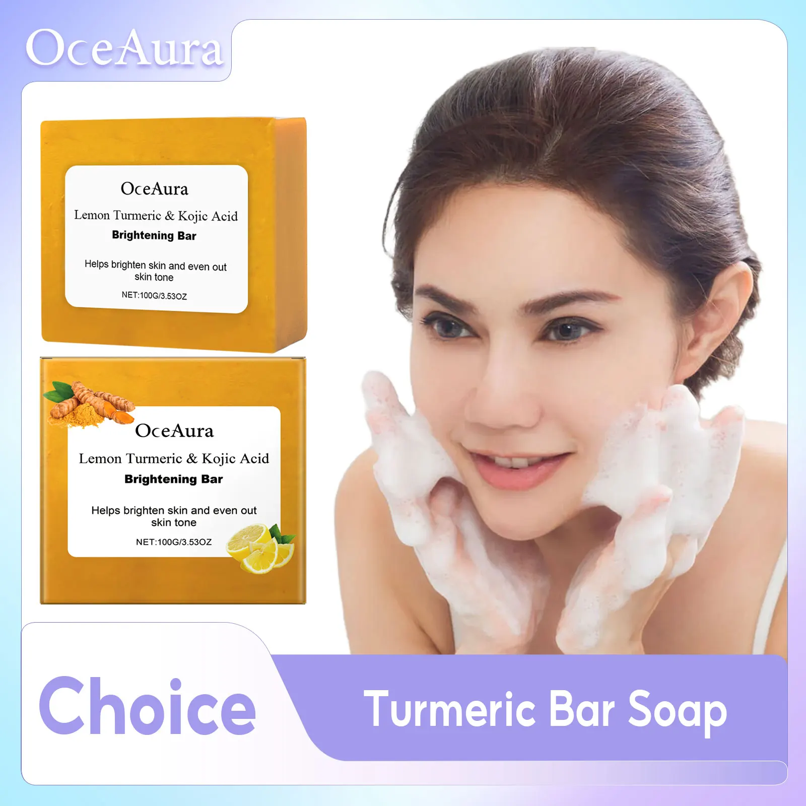 

Turmeric Kojic Acid Soap Exfoliation Face Cleaner Moisturizing Oil Control Shrink Pores Fade Dark Skin Brightening Bath Soap Bar