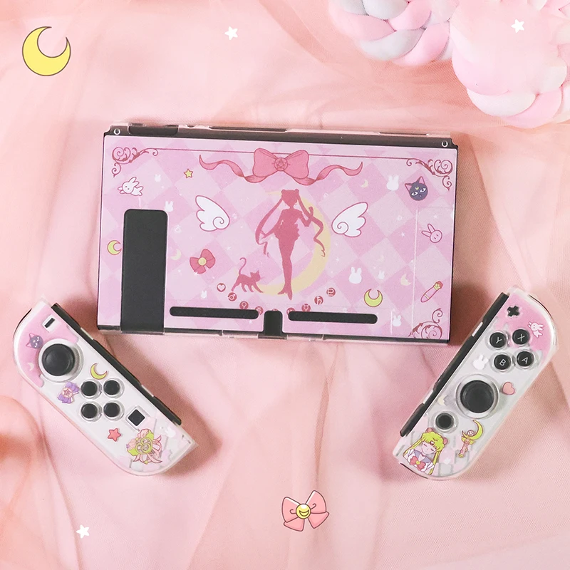 Cute Girl Anime Protective Case for Nintendo Switch Oled Joy-Con Controller Switch Hard PC Cover Full Front Back Shell Protector