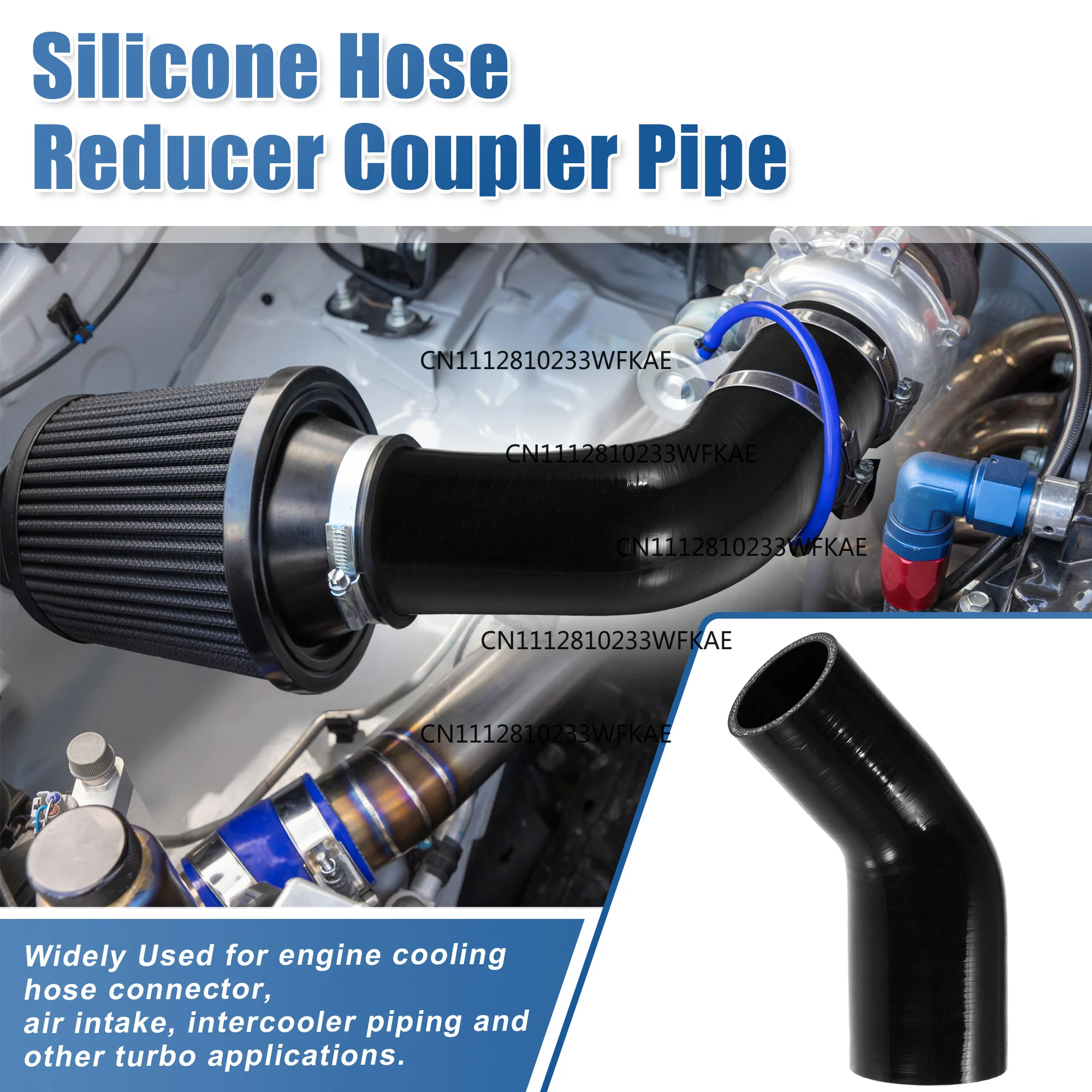 45 degrees 51-63 mm 70-76 mm, inner diameter 4 layers, automotive elbow reducer, silicone hose connector