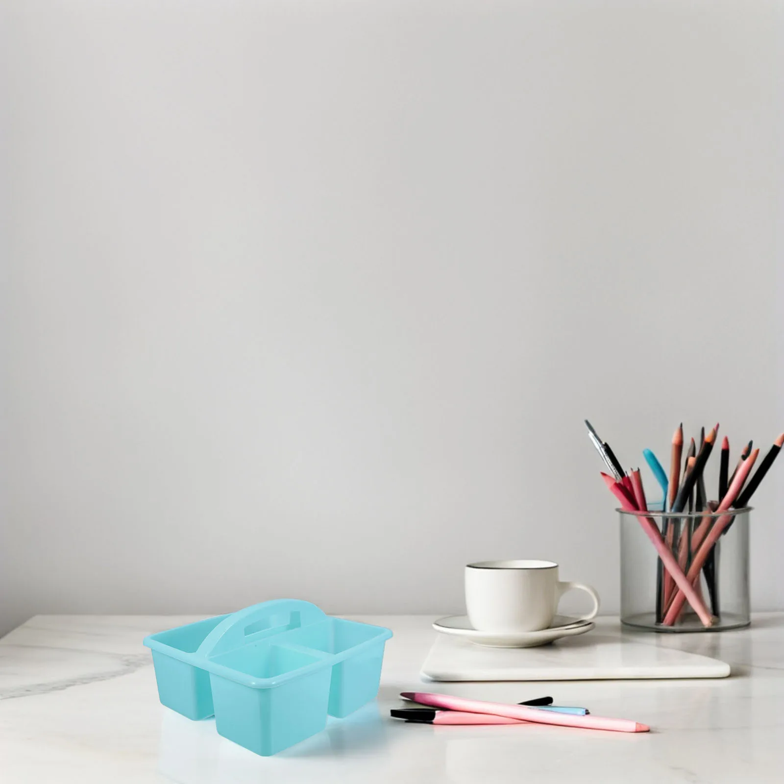 

Multifunctional Handheld Partitioned Storage Basket for Classroom Kids Room Office Stationery Supplies Organizer Tool Holder