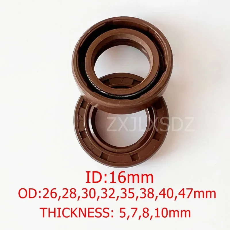 FKM Rubber TC Skeleton Double Lip Oil Seal Gasket 16x26x7 16x28x7 16x30x5/7/8/10 16x32x7/8/10 16x35x7/8/10 16x38x7/8mm