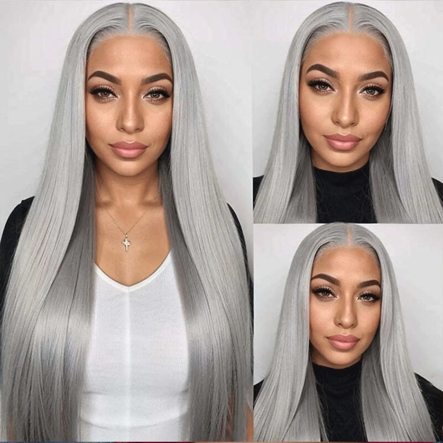 Silver Grey Human Hair Wigs for Women Transparent Gray Colored Hd 13x6 Lace Frontal Wig Straight 30 40 Inches Long Free Shipping