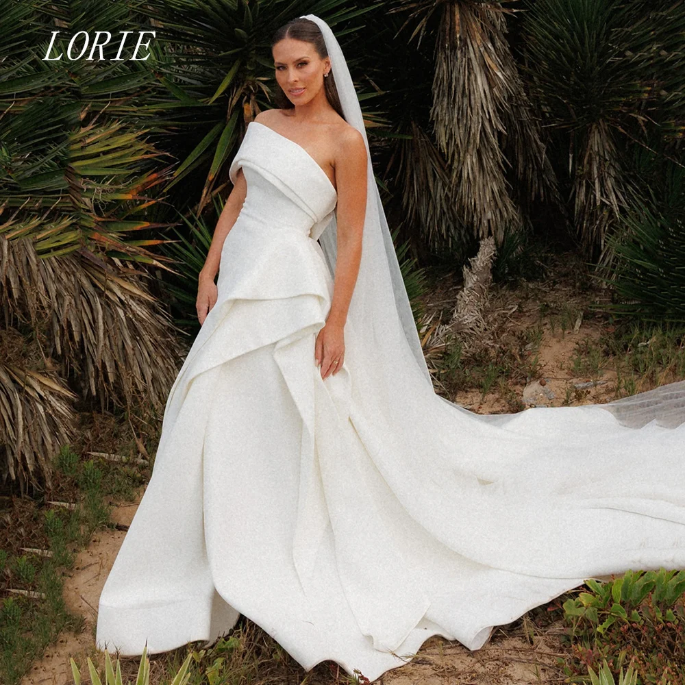 LORIE Luxury A Line Wedding Dress Off The ShoulderTiered Bridal Dresses One Shoulder Wedding Gown Customized 2026