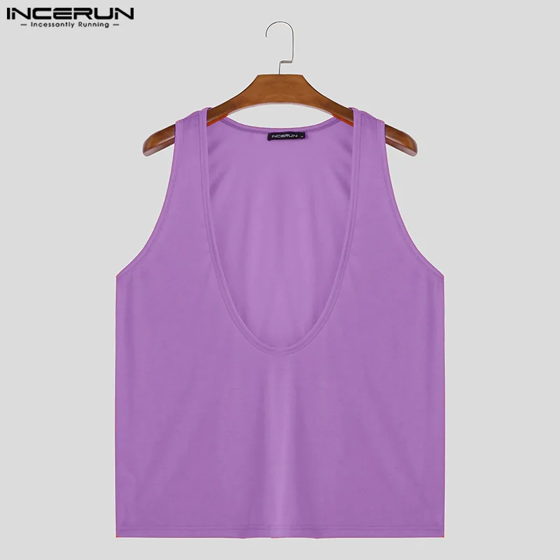 INCERUN Men Tank Tops Solid Color Summer Sleeveless Sexy Fashion Male Vests Streetwear 2024 Breathable Casual Men Clothing S-5XL