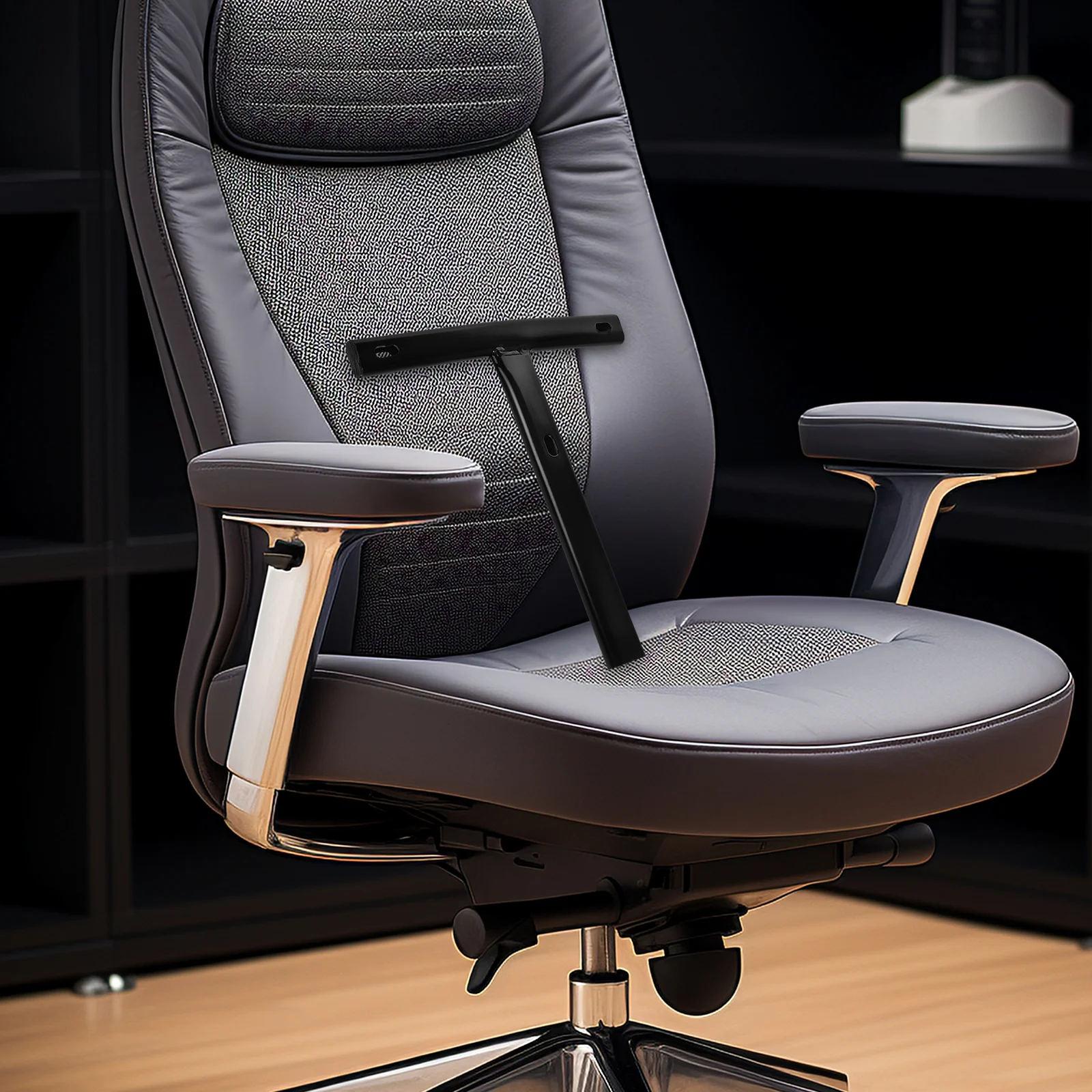 

Black Swivel Chair Back Support Rod T Shaped Thickened Steel Mounting Rod for Reclining Barber Office Gaming Chair Repair