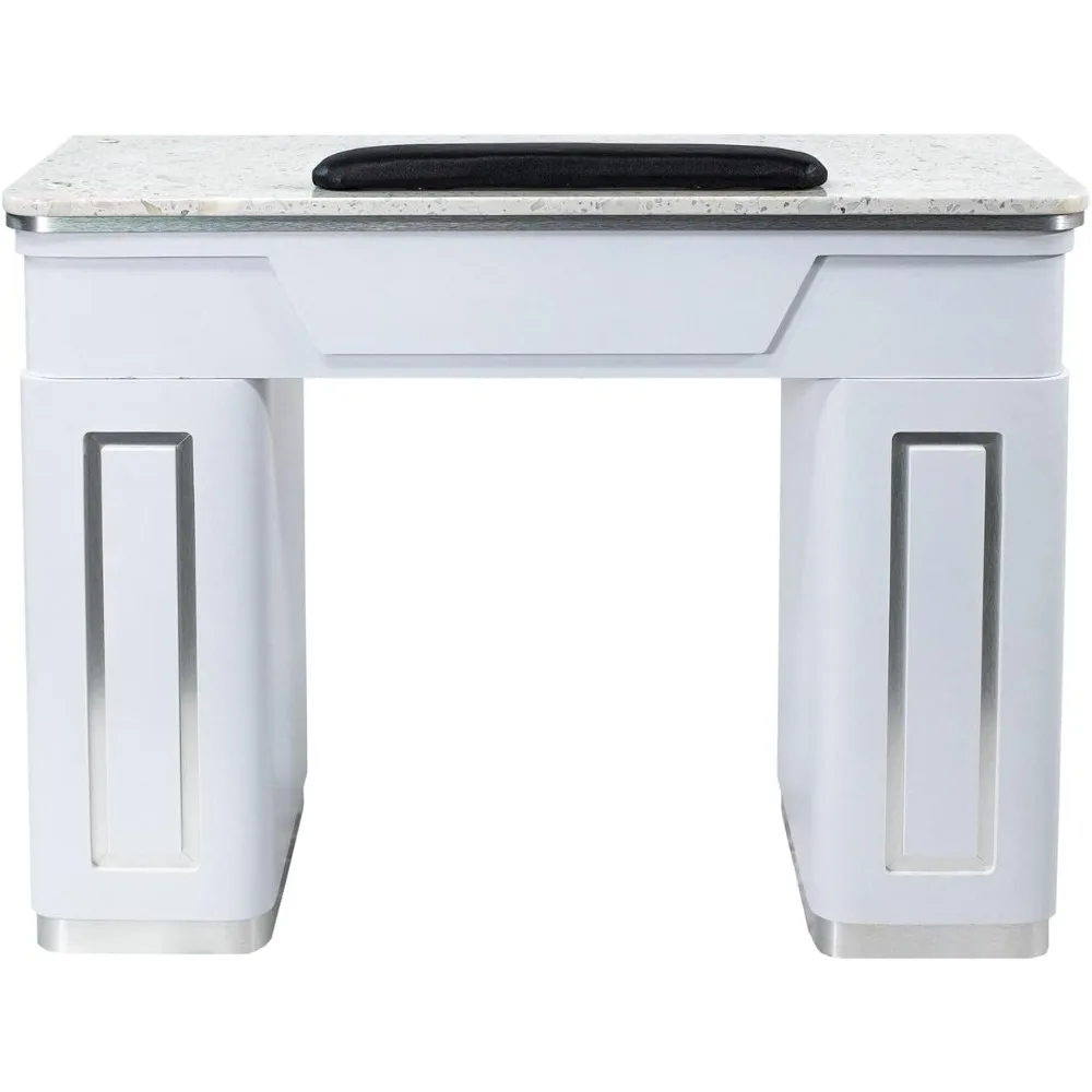 Manicuretafel, nagelstation voor schoonheidssalonmeubilair en -apparatuur, marmeren blad en 1UV-gat