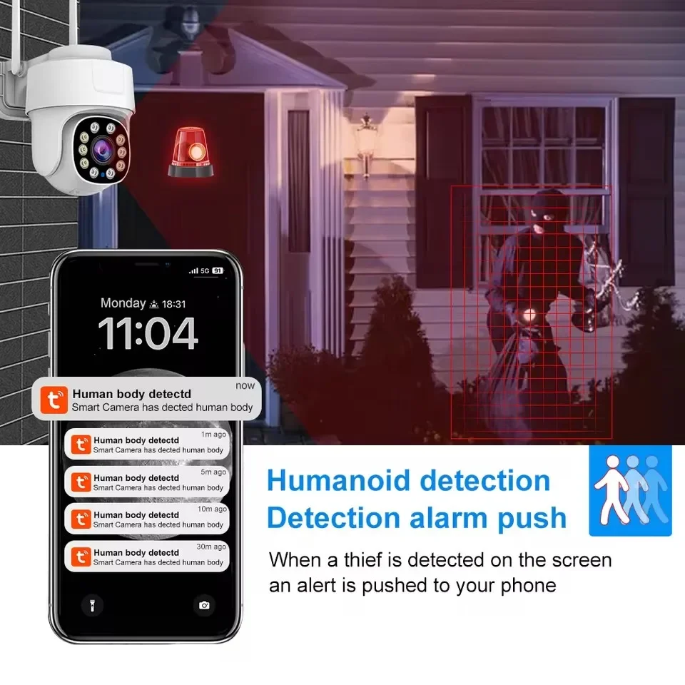 Tuya WiFi كاميرا PTZ 10X التكبير السيارات تتبع للرؤية الليلية CCTV كاميرا مراقبة المنزل الذكي صغيرة في الهواء الطلق HD الأمن كاميرا IP