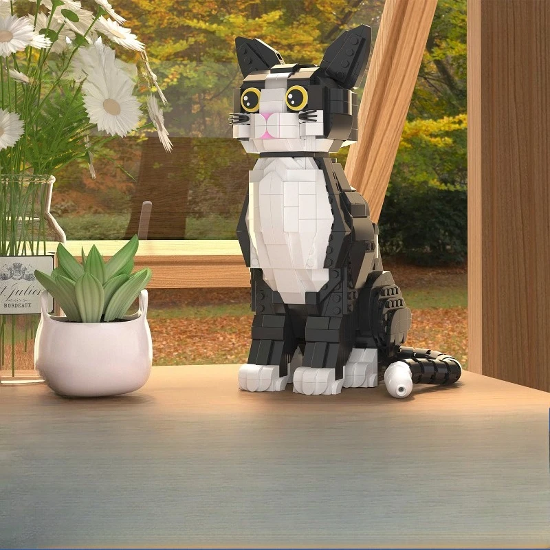 

Tuxedo Cat Building Blocks Simulation Cat Assembly Children's Educational Handmade Model Trendy Toy Ornaments Birthday Gift