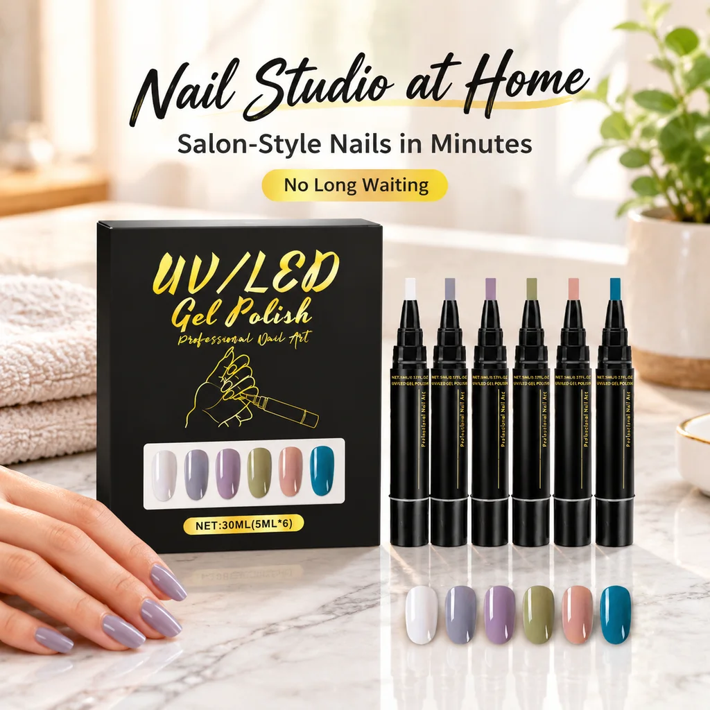 6 Colors Nail Polish Pen Set Nail Art Pen DIY Manicure Kit Long Lasting Vibrant Colors Waterproof Safty Easy To Use For Beginner