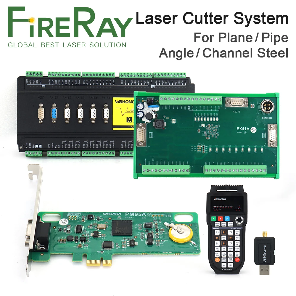 Controlador láser de fibra FireRay WeiHong PM95A + Lambda 21L con volante inalámbrico para avión/tubería/acero angular/acero de canal