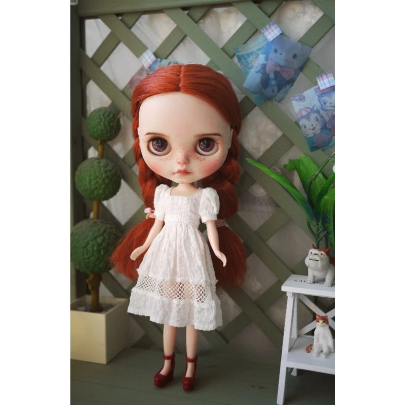 BJD Doll White Dress for Momoko Blythe Licca  Doll Clothes CWB362