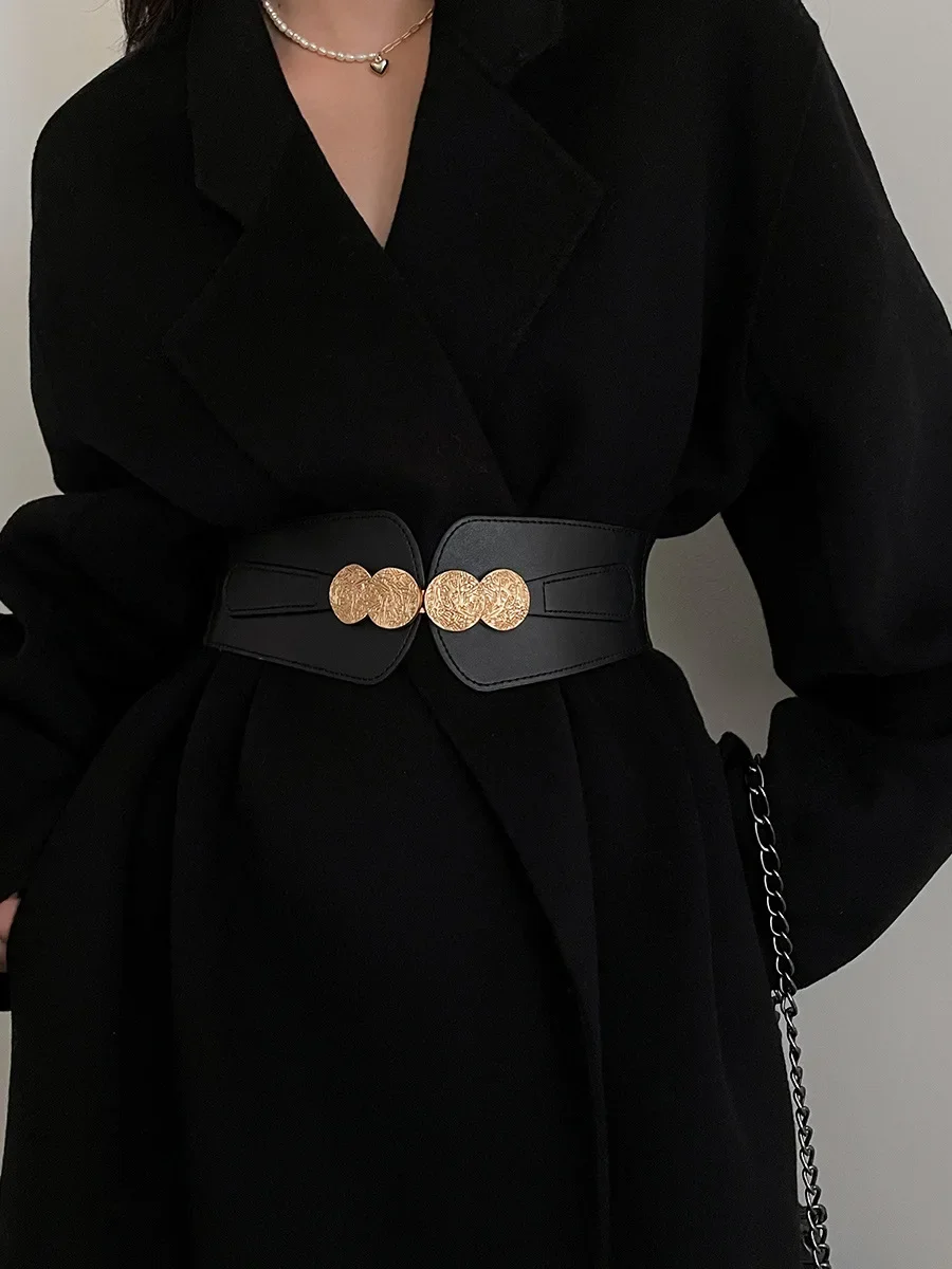 Fashion High Quality Personality Elastic Elastic Wide Waist Sealing Belt Women Decorative High Sense Outside with A Belt Skirt