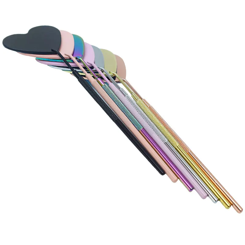 1pcs Heart Shape Eyelash Mirror Magnifying Long Handle Mirror For Checking False Eyelashes Extension Supplies Beauty Makeup Tool