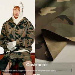 Pure Cotton Printed Old Coarse Fabric Thickened Straight All Cotton Sail Camouflage Clothing Design Twill Cloth Per Meter