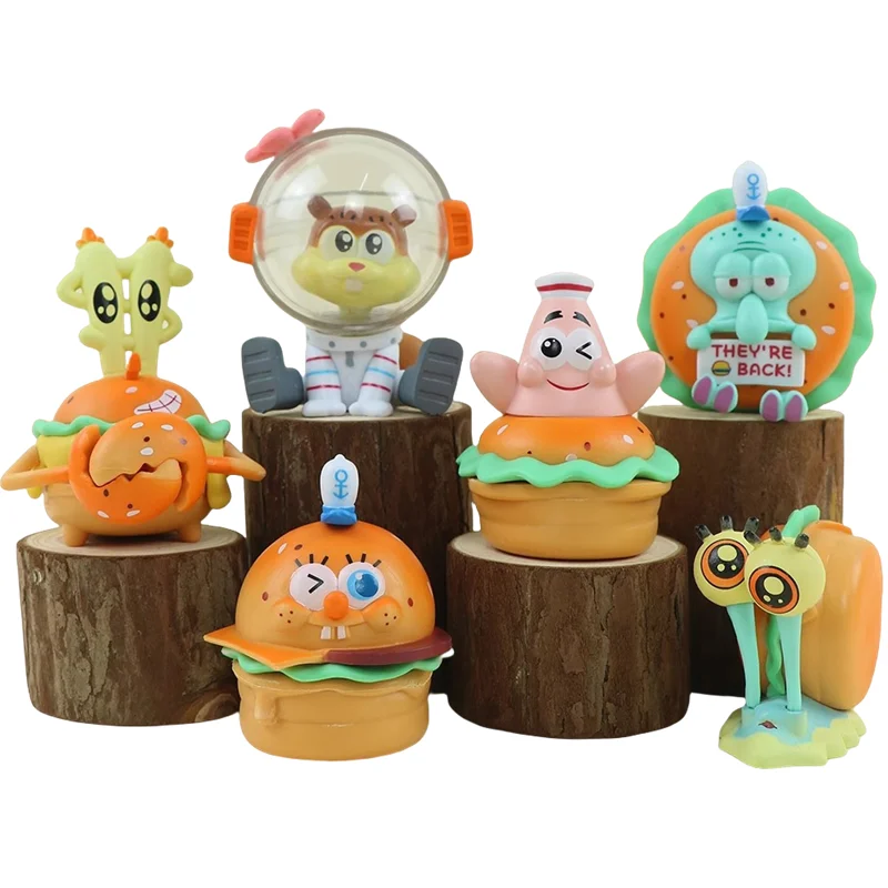 سبونجبوب باتريك ستار Squidward مخالب لذيذ كراب برغر أنيمي الشكل جمع نموذج دمية صندوق أعمى لعب الأطفال هدية #4