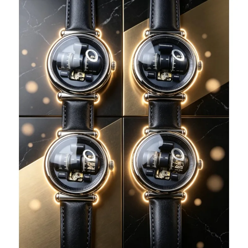 Men Automatic Mechanical Watch Roller Dial Sapphire Crystal High Luminous Leather Strap Wristwatch