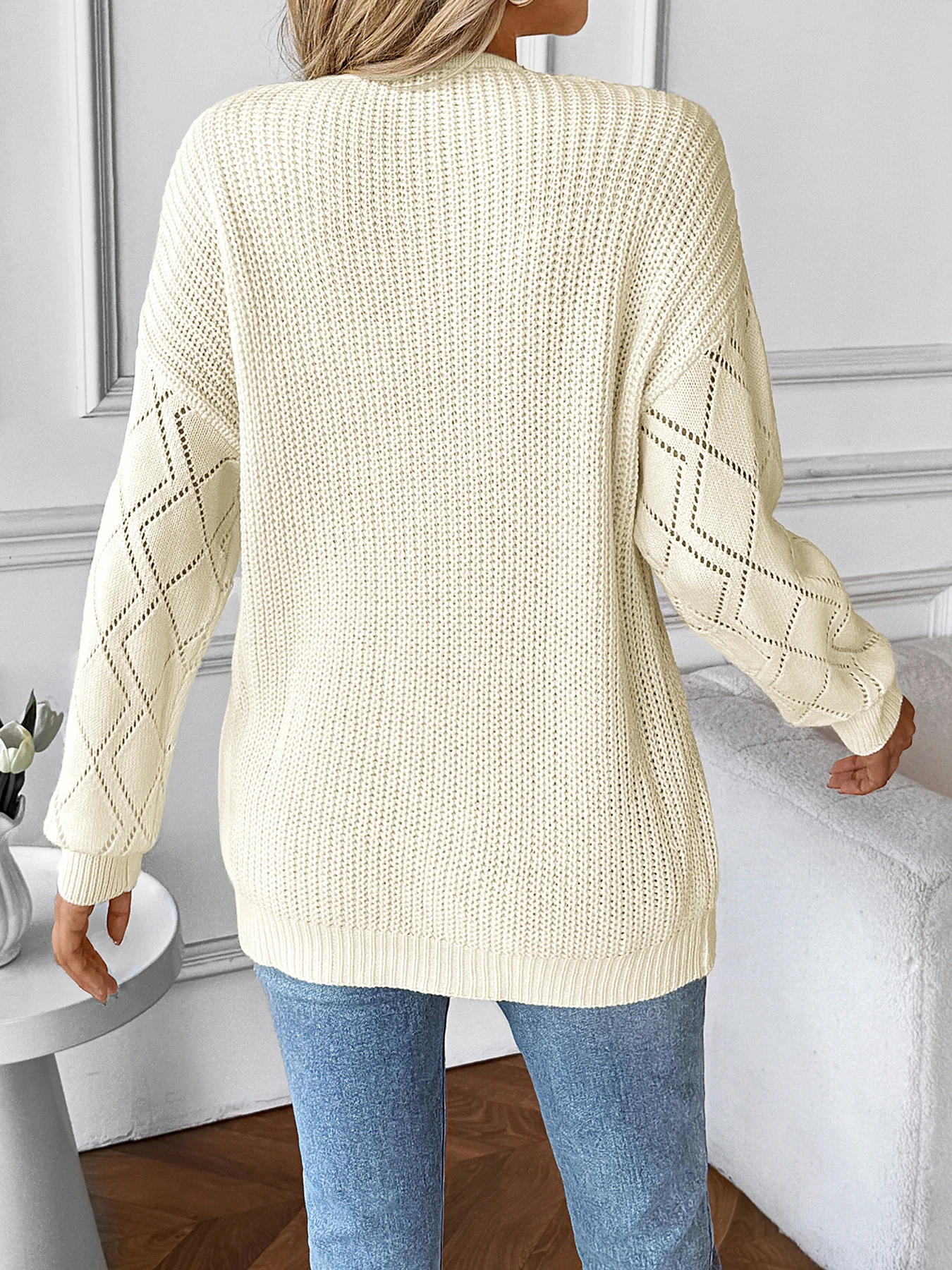A casual and versatile V-neck solid color pullover sweater for women in cross-border trade with Europe and America