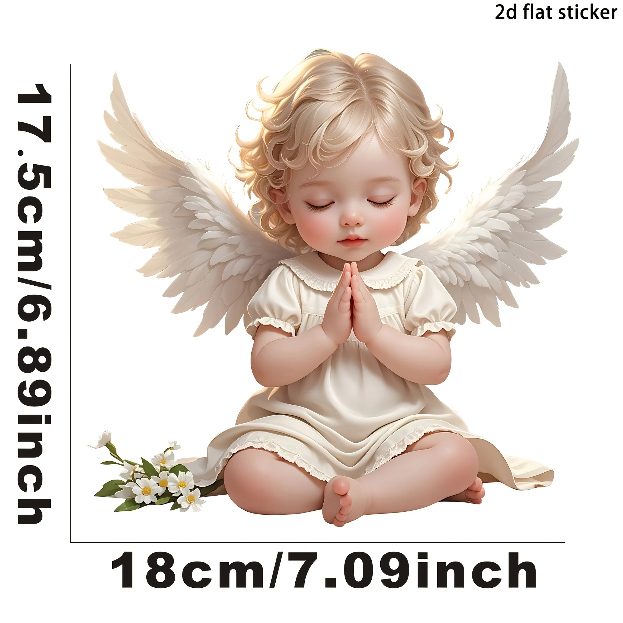 2D Flat Praying Angel Vinyl Stickers, Scratch Resistant Decal for Car Moto Laptop Decor, Holiday Gift