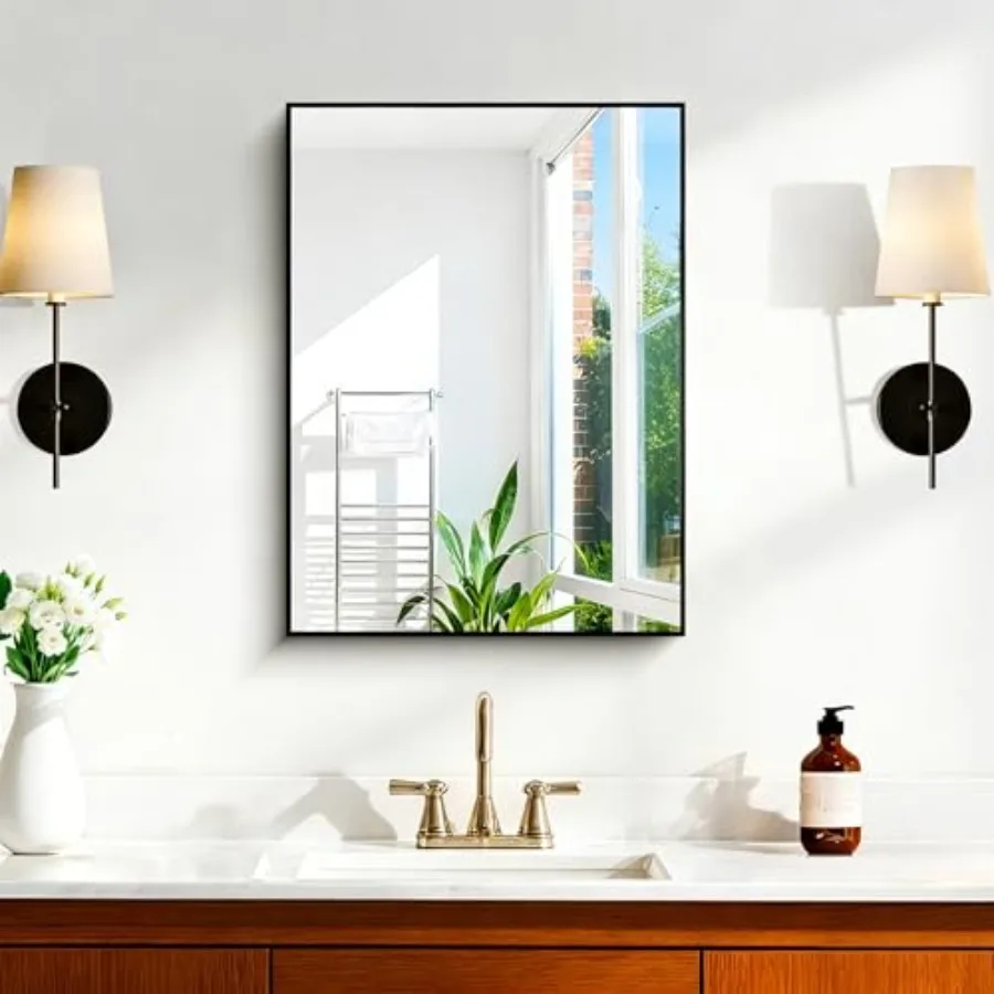 

Bathroom Mirror 24x18 Inch Rectangle Mirror for Over Sink Modern Decorative Wall Mirror for Bedroom Living Room Bathroom Hang H