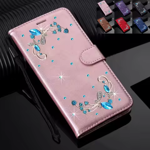 Rhinestone Case for Samsung Galaxy A04S S22 Ultra Pro M32 A02 A03S Xcover5 A82 A22S M32 F22 Wallet Card Phone Case Cover coque