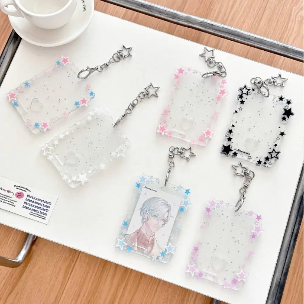 New 3 Inch Photocard Holder Acrylic Mini Idol Photo Holder Gift Sparkling Stars Bag Pendant Creative Keychains