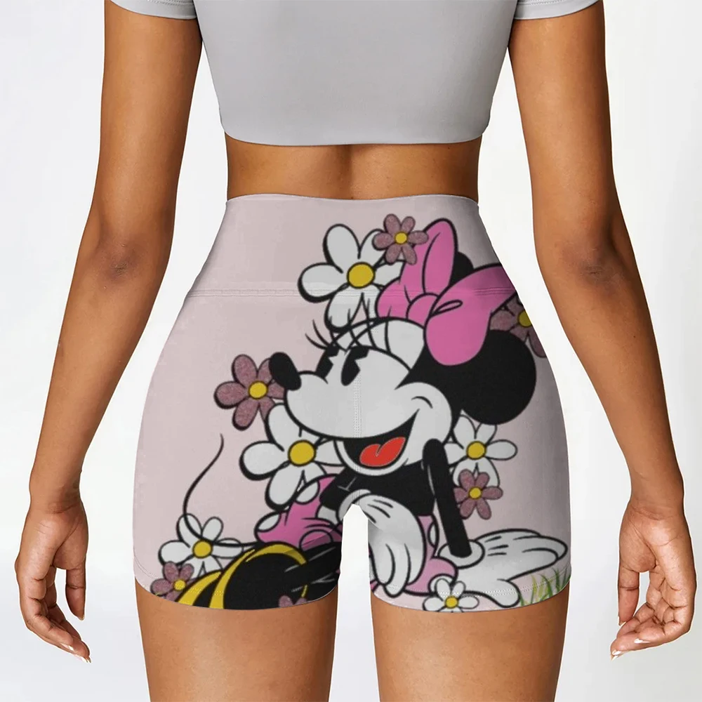 디즈니 미키 마우스 미니 프린트 여성용 짧은 바지 미니 여성용 반바지 섹시한 바이커 폴 댄스 꽉 부티 스키니 데시