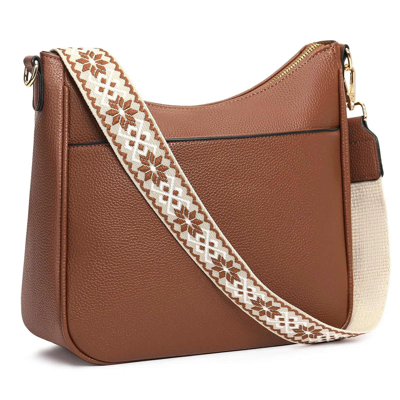 

Vintage Solid Color & Color Block Shoulder Bag: Crossbody, Webbing Messenger Bag with Adjustable Strap - Large Capacity