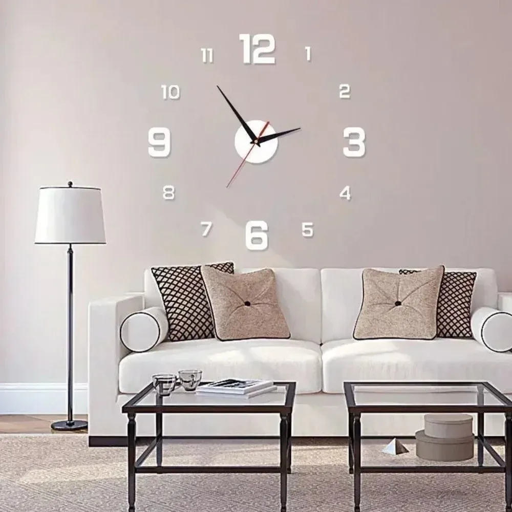 Modern Design Large Wall Clock Acrylic 3D DIY Night light Arrows Decal Frameless Mirror Stickers Home Silent Clock