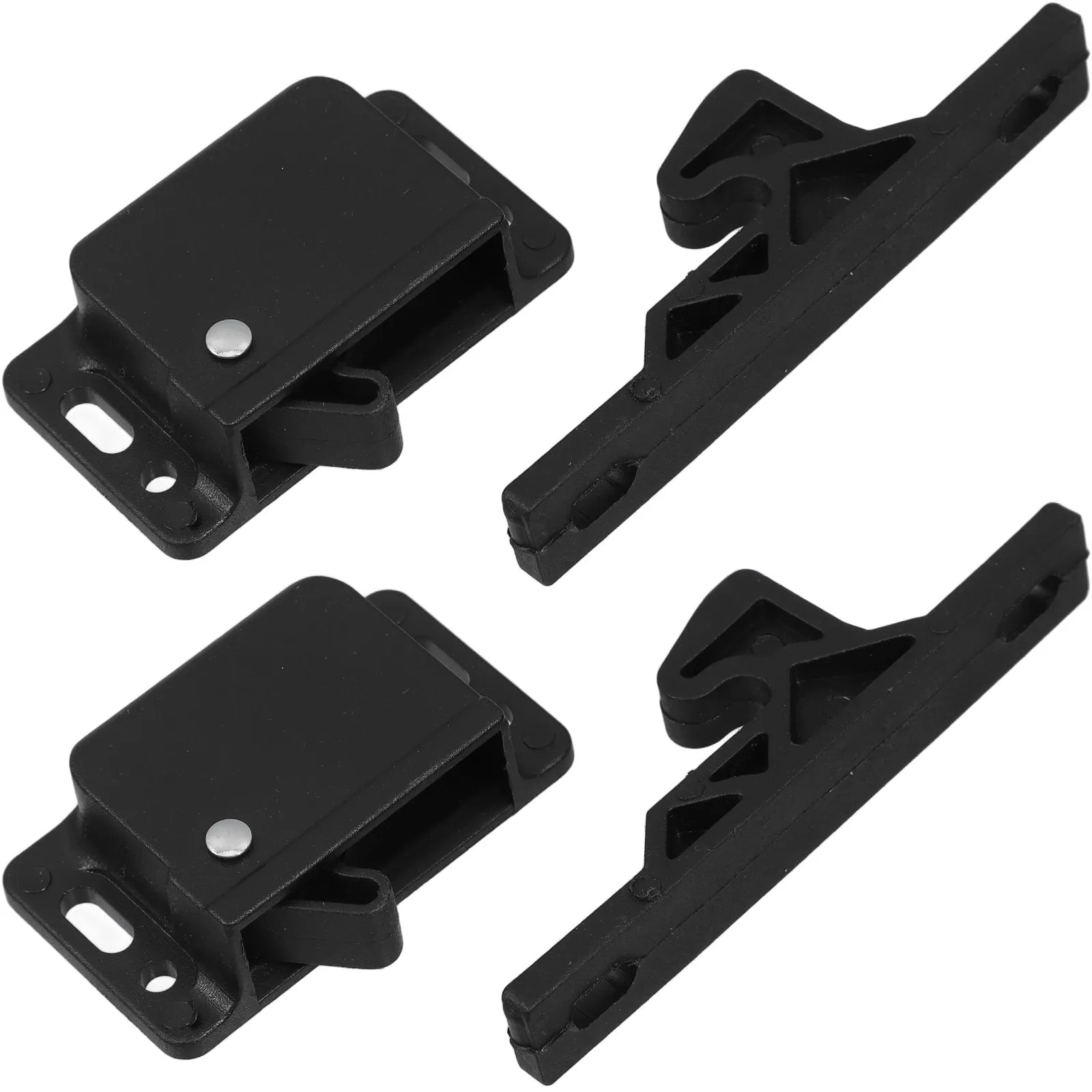 

2Set Rv Latches Furniture Drawer Catch Black ABS Spring Hook Door Lock Double Sided Adhesive for Camper Cabinet Replacement