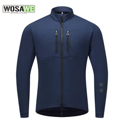 WOSAWE Winter Cycling Jacket Men Warm Coat Thermal Fleece Windproof Sports Bicycle Jacket Reflective with 2 way YKK Zipper